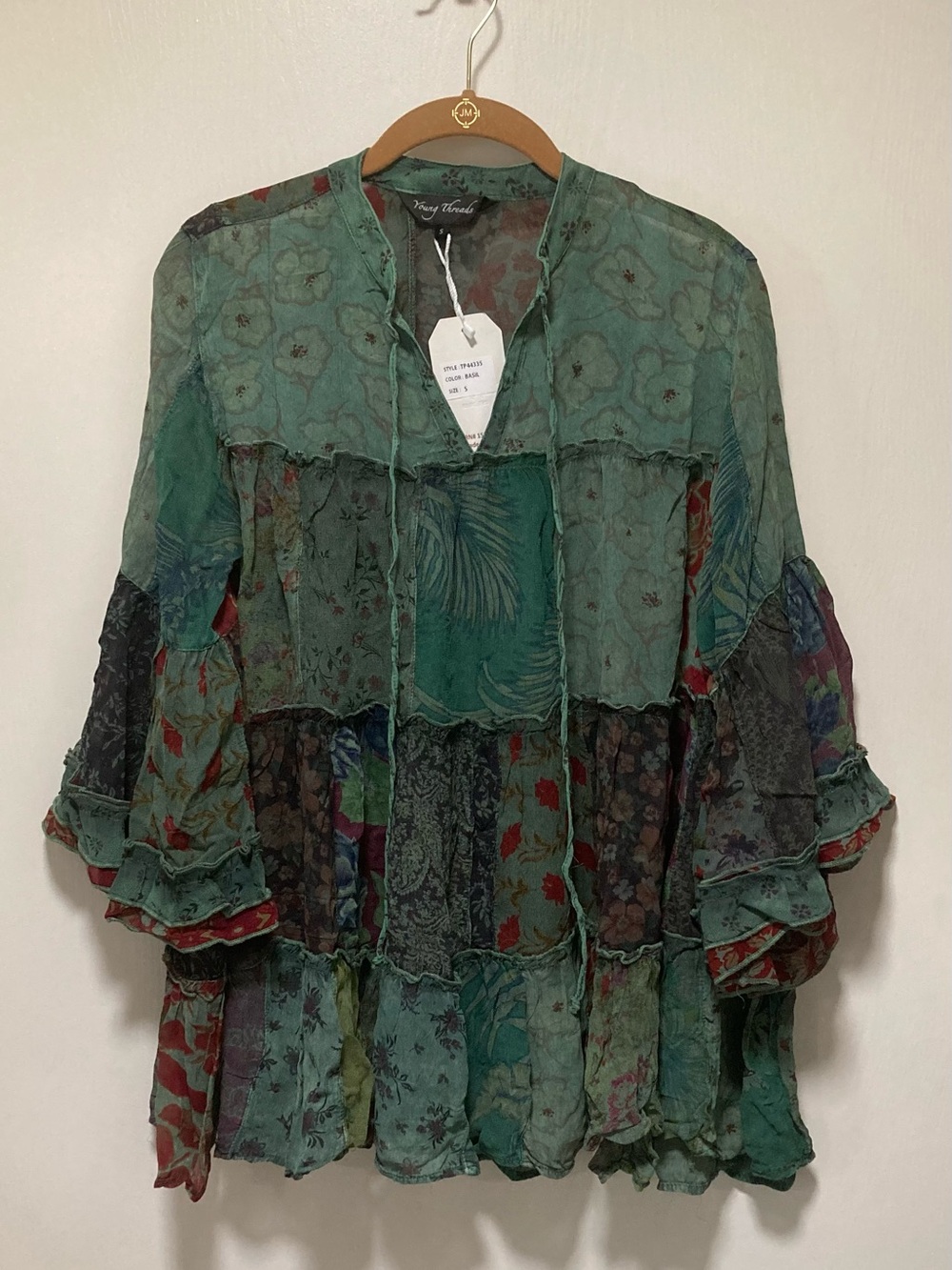 Young Threads Tiered Patchwork Ruffle Boho Tunic